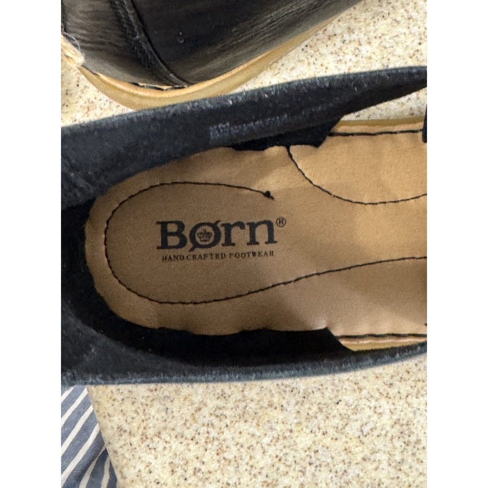 Born Iwa Black Leather Crisscross Zip Back Sandals Shoes Womans 9M NWT - Picture 5 of 8